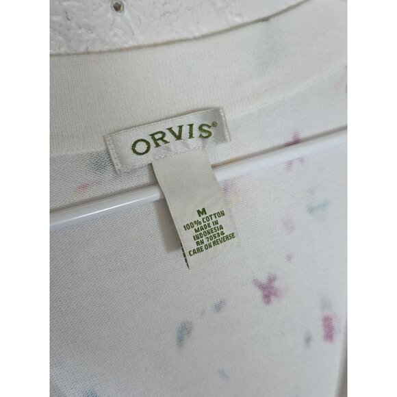 Orvis Cardigan Womens M Floral Watercolor Sweater Multi Color Medium - Picture 2 of 4